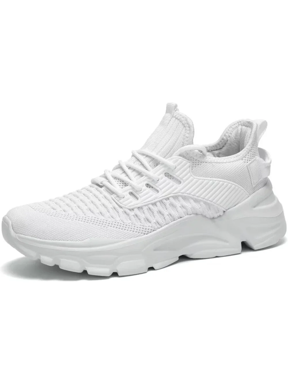 Men's White Lightweight Athletic Running Walking Non Slip Sneakers Shoes